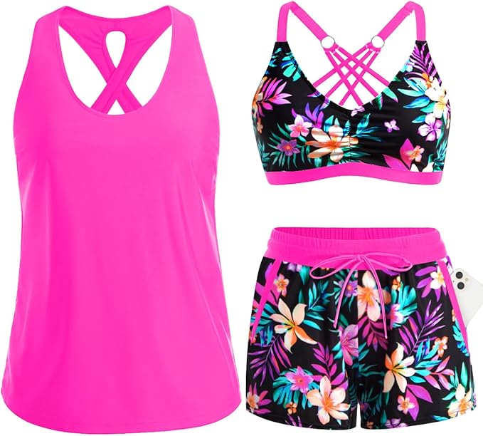 ⏰LAST DAY 50% OFF - 3 Piece Tankini with Shorts🔥