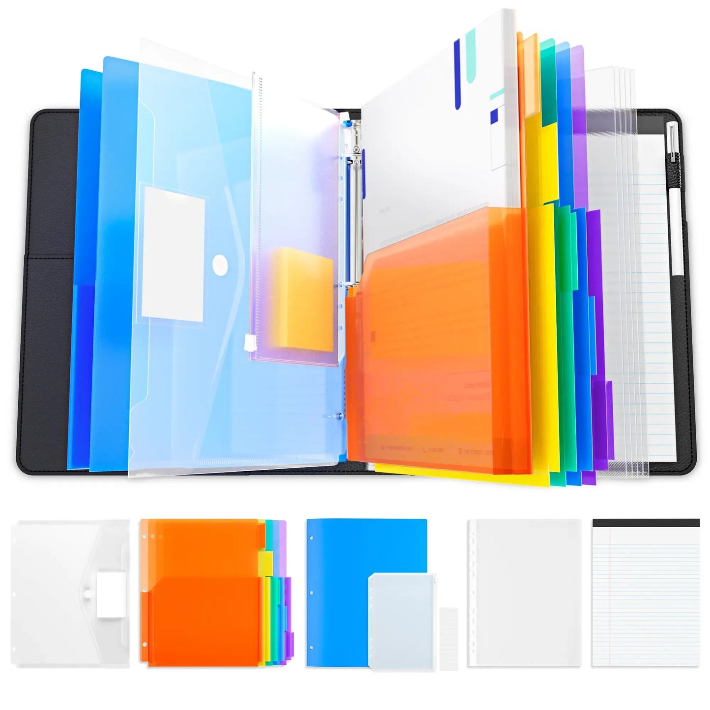 🔥Last Day 49% OFF - 📄✨PU Leather Clipboard with Storage – 3-Ring Binder, Magnetic Clip, Removable Notepad & Expanding File