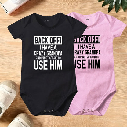 🔥Hot Sale 49% off🌟👶 "Back Off! I Have a Crazy Grandpa" Cute Cotton Baby Bodysuit
