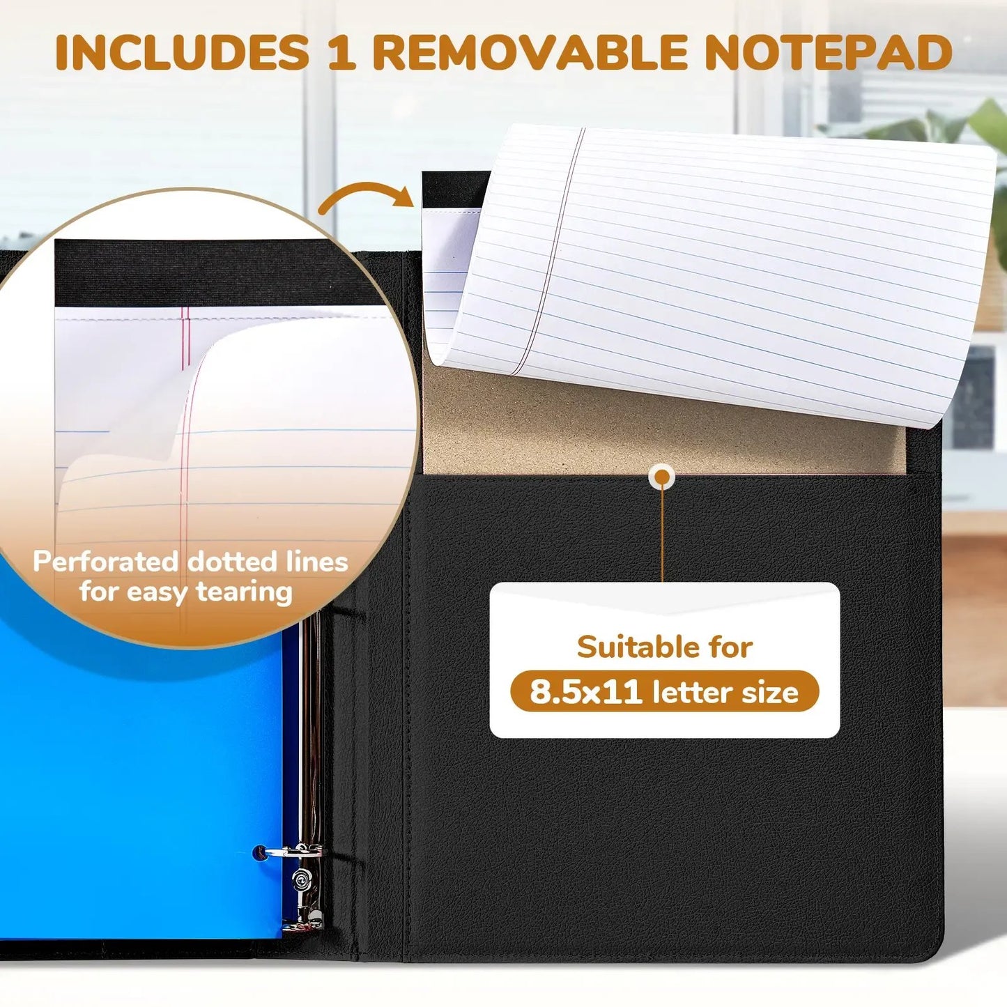 🔥Last Day 49% OFF - 📄✨PU Leather Clipboard with Storage – 3-Ring Binder, Magnetic Clip, Removable Notepad & Expanding File