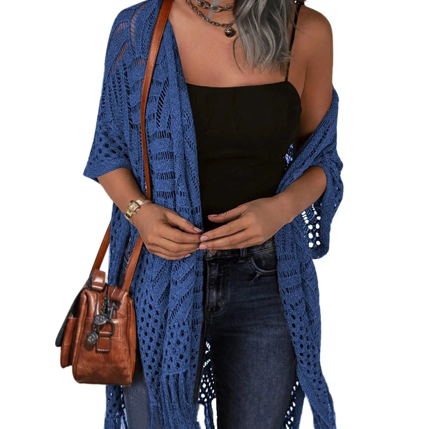 🔥This Week's Special Price:£32.99!!😍Women’s Oversized Knit Cardigan – Lightweight Crochet Tassel Kimono for Spring & Summer 🌸