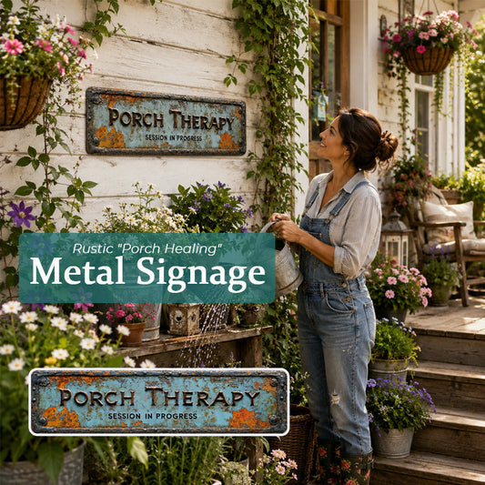 🏡Country-style "Porch Healing" Metal Sign