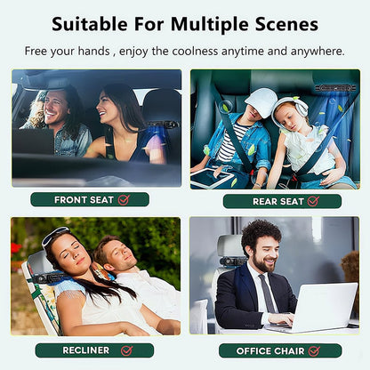 Car Headrest Cooling Fan with 3 Speeds