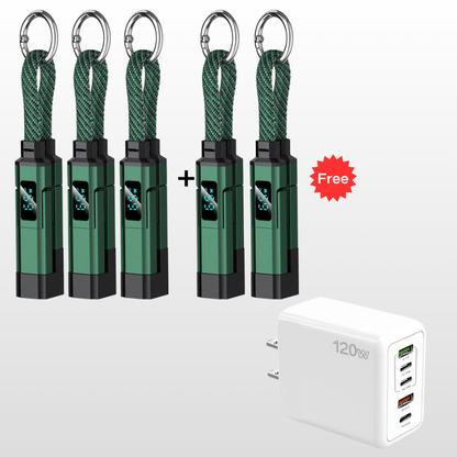 🔥HOT SALE 50% OFF🔥🔌 4-in-1 charging cable with digital display & key ring – fast charging, kink-resistant & compact