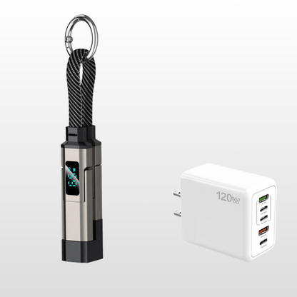 🔥HOT SALE 50% OFF🔥🔌 4-in-1 charging cable with digital display & key ring – fast charging, kink-resistant & compact