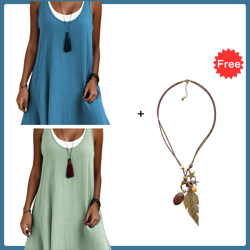⏰Last Day Sale 60% OFF💃Women's Casual Loose Sleeveless Fake Two Piece Tank Dress