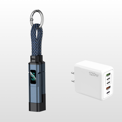 🔥HOT SALE 50% OFF🔥🔌 4-in-1 charging cable with digital display & key ring – fast charging, kink-resistant & compact