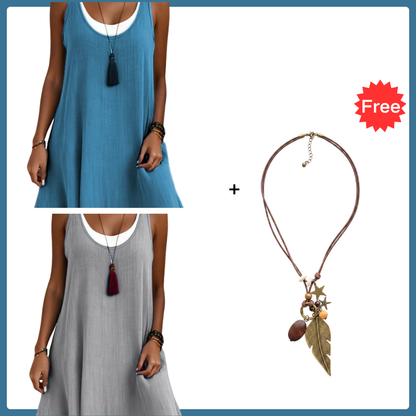 ⏰Last Day Sale 60% OFF💃Women's Casual Loose Sleeveless Fake Two Piece Tank Dress