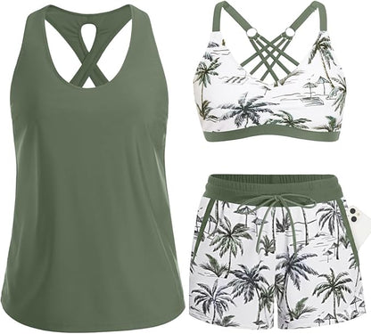 ⏰LAST DAY 50% OFF - 3 Piece Tankini with Shorts🔥