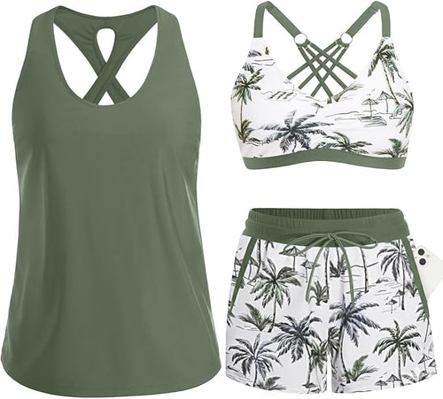 ⏰LAST DAY 50% OFF - 3 Piece Tankini with Shorts🔥