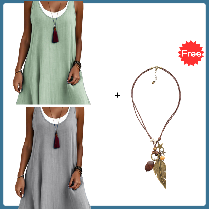 ⏰Last Day Sale 60% OFF💃Women's Casual Loose Sleeveless Fake Two Piece Tank Dress