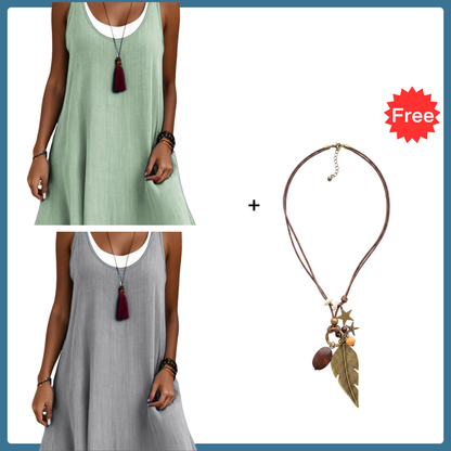 ⏰Last Day Sale 60% OFF💃Women's Casual Loose Sleeveless Fake Two Piece Tank Dress