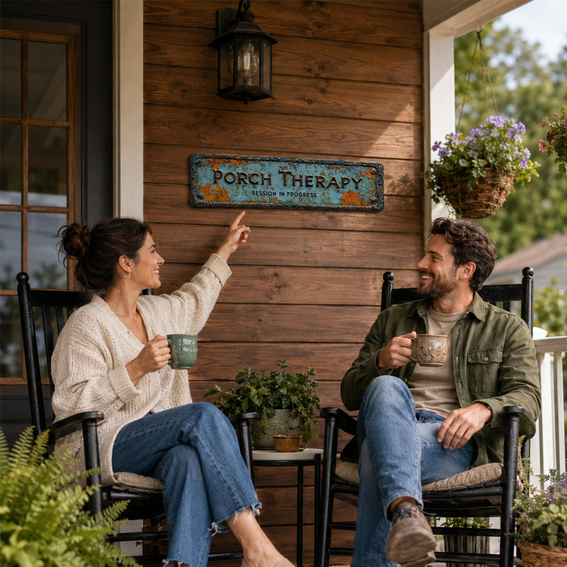 🏡Country-style "Porch Healing" Metal Sign