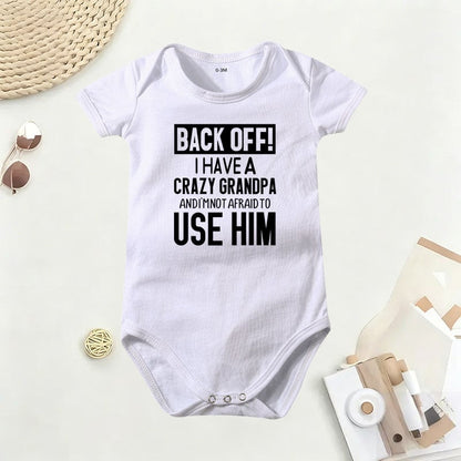 🔥Hot Sale 49% off🌟👶 "Back Off! I Have a Crazy Grandpa" Cute Cotton Baby Bodysuit