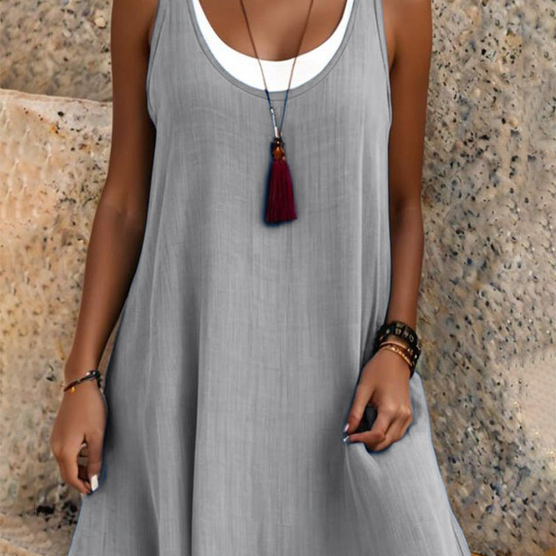 ⏰Last Day Sale 60% OFF💃Women's Casual Loose Sleeveless Fake Two Piece Tank Dress