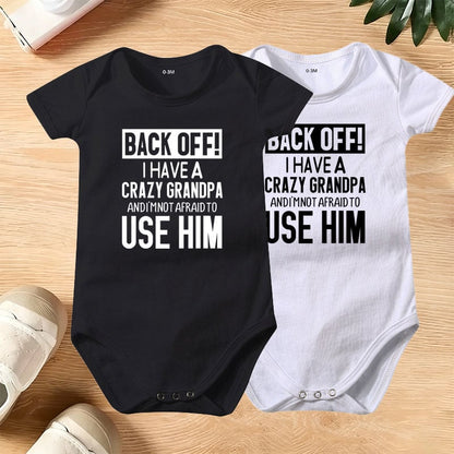 🔥Hot Sale 49% off🌟👶 "Back Off! I Have a Crazy Grandpa" Cute Cotton Baby Bodysuit