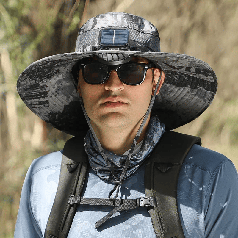 🔥Summer Promotion 50% OFF💥Wide Brim Solar Fan Outdoor Fishing Hat-Solar & USB Charging