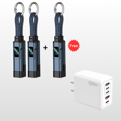 🔥HOT SALE 50% OFF🔥🔌 4-in-1 charging cable with digital display & key ring – fast charging, kink-resistant & compact
