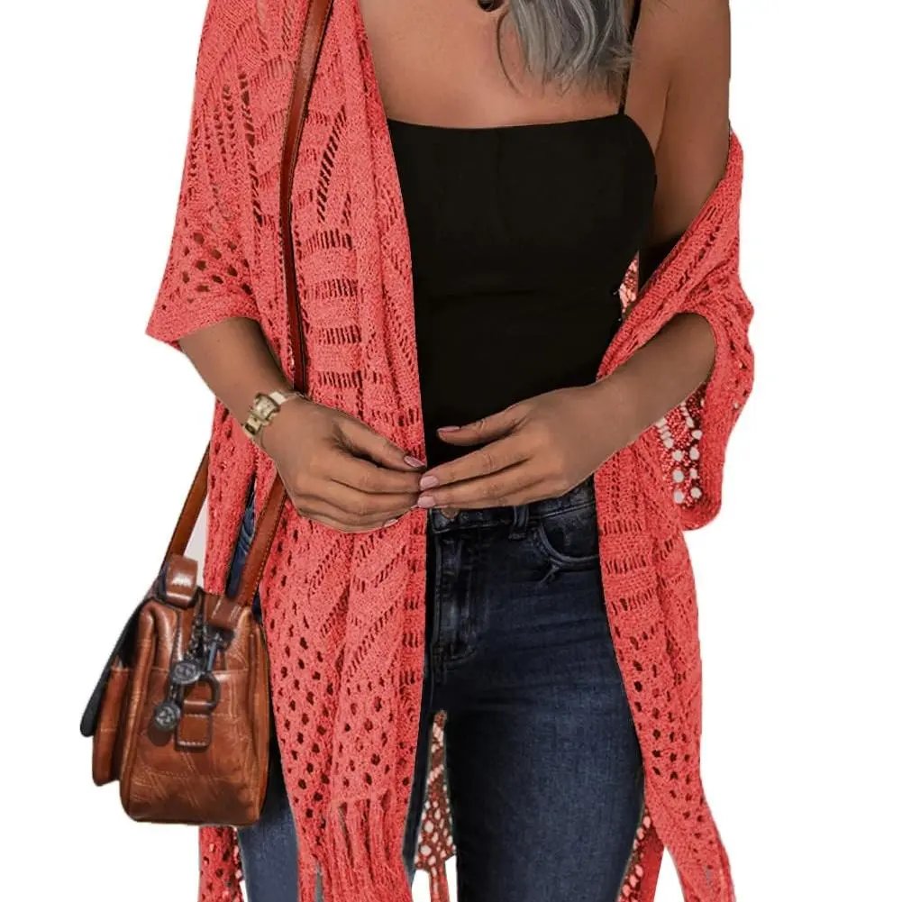 🔥This Week's Special Price:£32.99!!😍Women’s Oversized Knit Cardigan – Lightweight Crochet Tassel Kimono for Spring & Summer 🌸