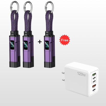 🔥HOT SALE 50% OFF🔥🔌 4-in-1 charging cable with digital display & key ring – fast charging, kink-resistant & compact