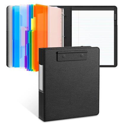 🔥Last Day 49% OFF - 📄✨PU Leather Clipboard with Storage – 3-Ring Binder, Magnetic Clip, Removable Notepad & Expanding File