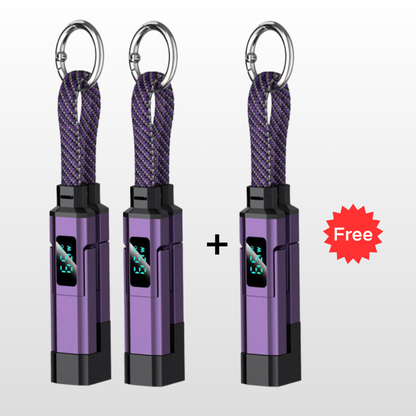 🔥HOT SALE 50% OFF🔥🔌 4-in-1 charging cable with digital display & key ring – fast charging, kink-resistant & compact