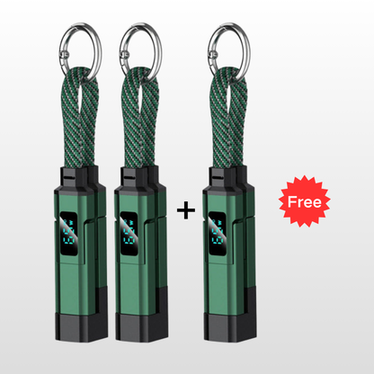 🔥HOT SALE 50% OFF🔥🔌 4-in-1 charging cable with digital display & key ring – fast charging, kink-resistant & compact