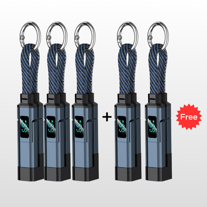 🔥HOT SALE 50% OFF🔥🔌 4-in-1 charging cable with digital display & key ring – fast charging, kink-resistant & compact