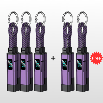 🔥HOT SALE 50% OFF🔥🔌 4-in-1 charging cable with digital display & key ring – fast charging, kink-resistant & compact