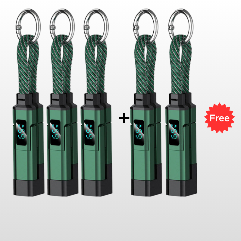 🔥HOT SALE 50% OFF🔥🔌 4-in-1 charging cable with digital display & key ring – fast charging, kink-resistant & compact
