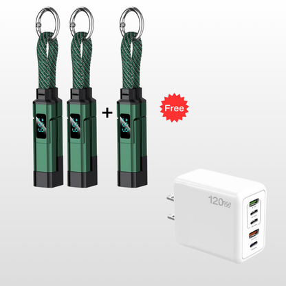 🔥HOT SALE 50% OFF🔥🔌 4-in-1 charging cable with digital display & key ring – fast charging, kink-resistant & compact