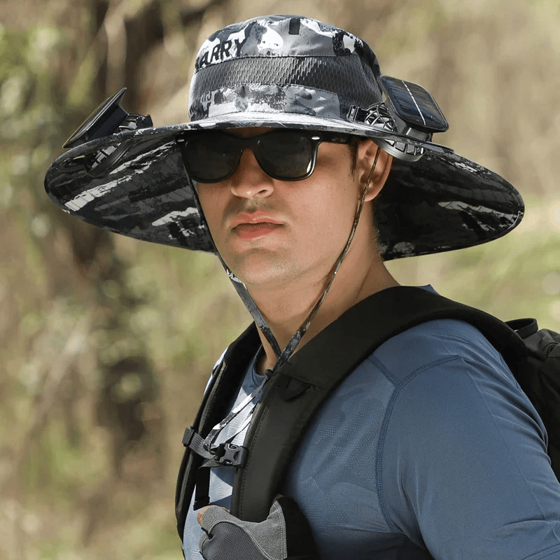 🔥Summer Promotion 50% OFF💥Wide Brim Solar Fan Outdoor Fishing Hat-Solar & USB Charging
