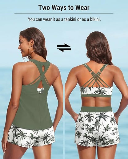 ⏰LAST DAY 50% OFF - 3 Piece Tankini with Shorts🔥