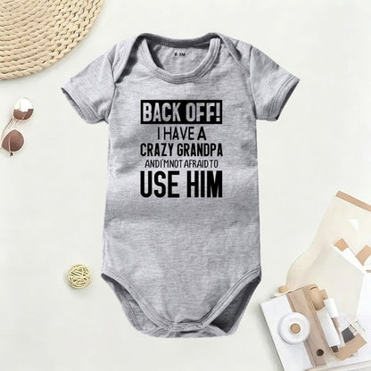 🔥Hot Sale 49% off🌟👶 "Back Off! I Have a Crazy Grandpa" Cute Cotton Baby Bodysuit
