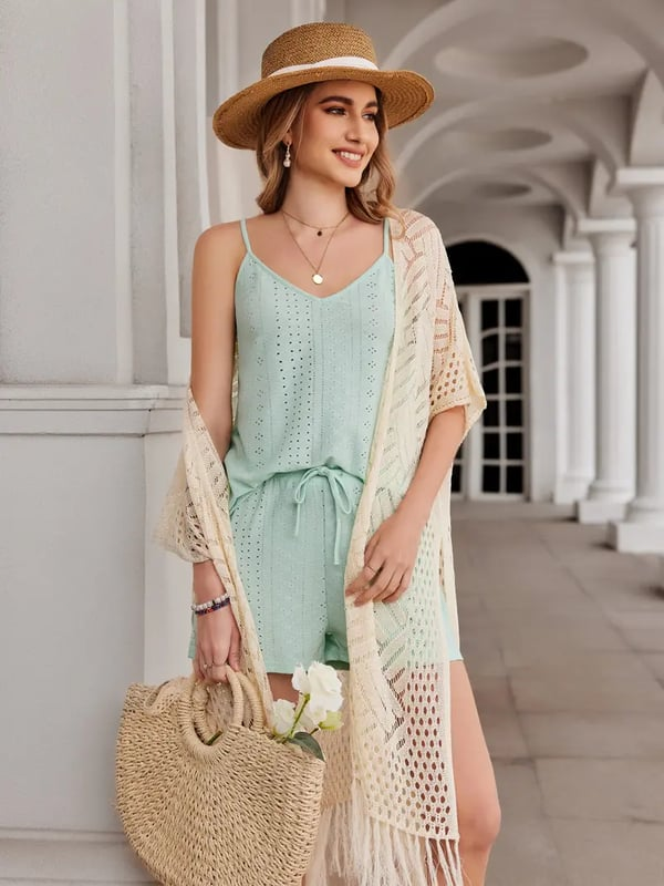 🔥This Week's Special Price:£32.99!!😍Women’s Oversized Knit Cardigan – Lightweight Crochet Tassel Kimono for Spring & Summer 🌸