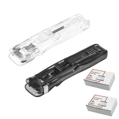 Portable Binder Clip Stapler- Includes 50 reusable clips