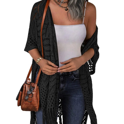 🔥This Week's Special Price:£32.99!!😍Women’s Oversized Knit Cardigan – Lightweight Crochet Tassel Kimono for Spring & Summer 🌸