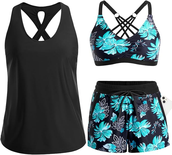 ⏰LAST DAY 50% OFF - 3 Piece Tankini with Shorts🔥