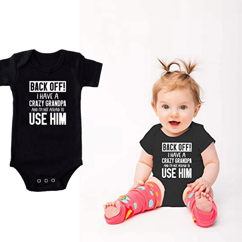 🔥Hot Sale 49% off🌟👶 "Back Off! I Have a Crazy Grandpa" Cute Cotton Baby Bodysuit