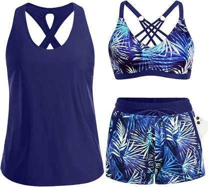 ⏰LAST DAY 50% OFF - 3 Piece Tankini with Shorts🔥