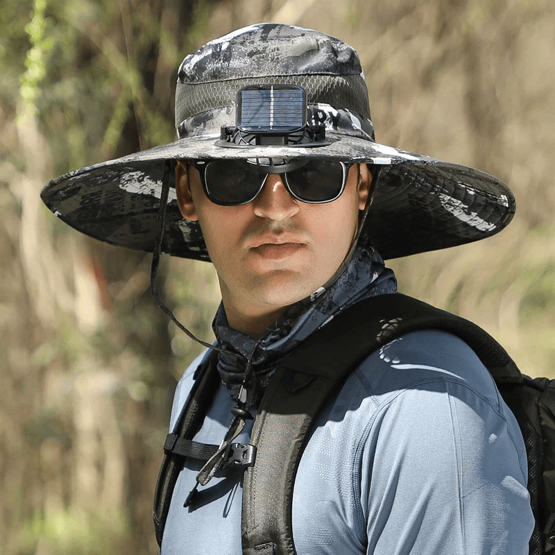 🔥Summer Promotion 50% OFF💥Wide Brim Solar Fan Outdoor Fishing Hat-Solar & USB Charging