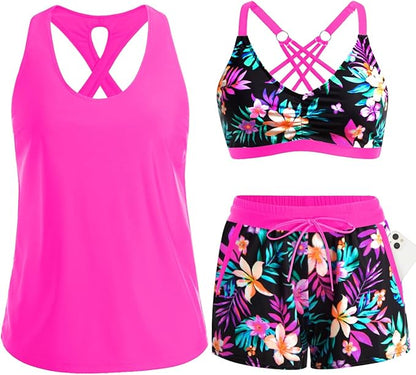 ⏰LAST DAY 50% OFF - 3 Piece Tankini with Shorts🔥