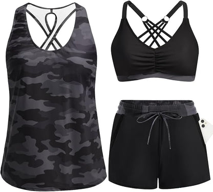 ⏰LAST DAY 50% OFF - 3 Piece Tankini with Shorts🔥