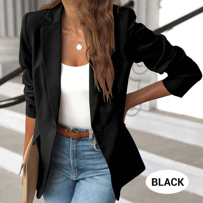 🧥 LIMITED-TIME 50% OFF! 💥 Elegant Soft Solid Color Lapel Buttons Jacket – Classic Collar, One-Button, Versatile ✨