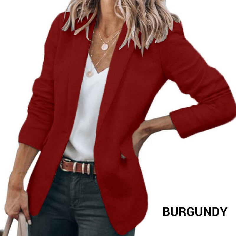 🧥 LIMITED-TIME 50% OFF! 💥 Elegant Soft Solid Color Lapel Buttons Jacket – Classic Collar, One-Button, Versatile ✨
