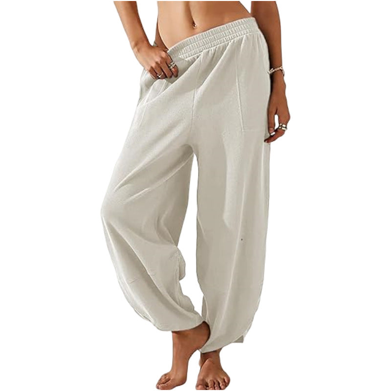 👖 LIMITED-TIME 50% OFF! 🍂 Women's Casual Elastic Waist Wide Leg Pants – Comfort Fit, Side Pockets, Flowy 🌸