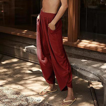 👖 LIMITED-TIME 50% OFF! 🍂 Women's Casual Elastic Waist Wide Leg Pants – Comfort Fit, Side Pockets, Flowy 🌸