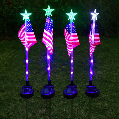 🔥8 Solar American Flag Pathway Lights – Red, White & Blue Yard Glow for 250th Independence Celebration 🇺🇸✨
