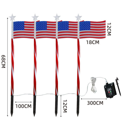 🔥8 Solar American Flag Pathway Lights – Red, White & Blue Yard Glow for 250th Independence Celebration 🇺🇸✨