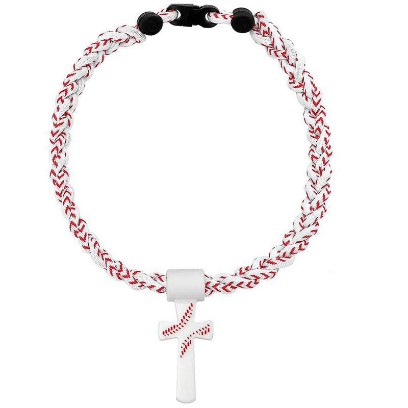 ✝️⚾Triple-Rope Tornado Baseball Necklace – Cross Charm Pendant with "I CAN DO ALL THINGS PHL4:13"